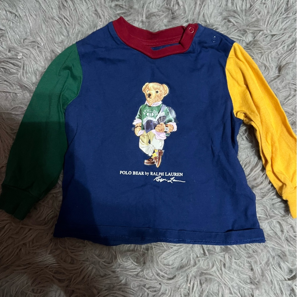 Ralph Lauren Polo Bear Colorblock Long-Sleeve Tee - Navy/Green/Yellow
